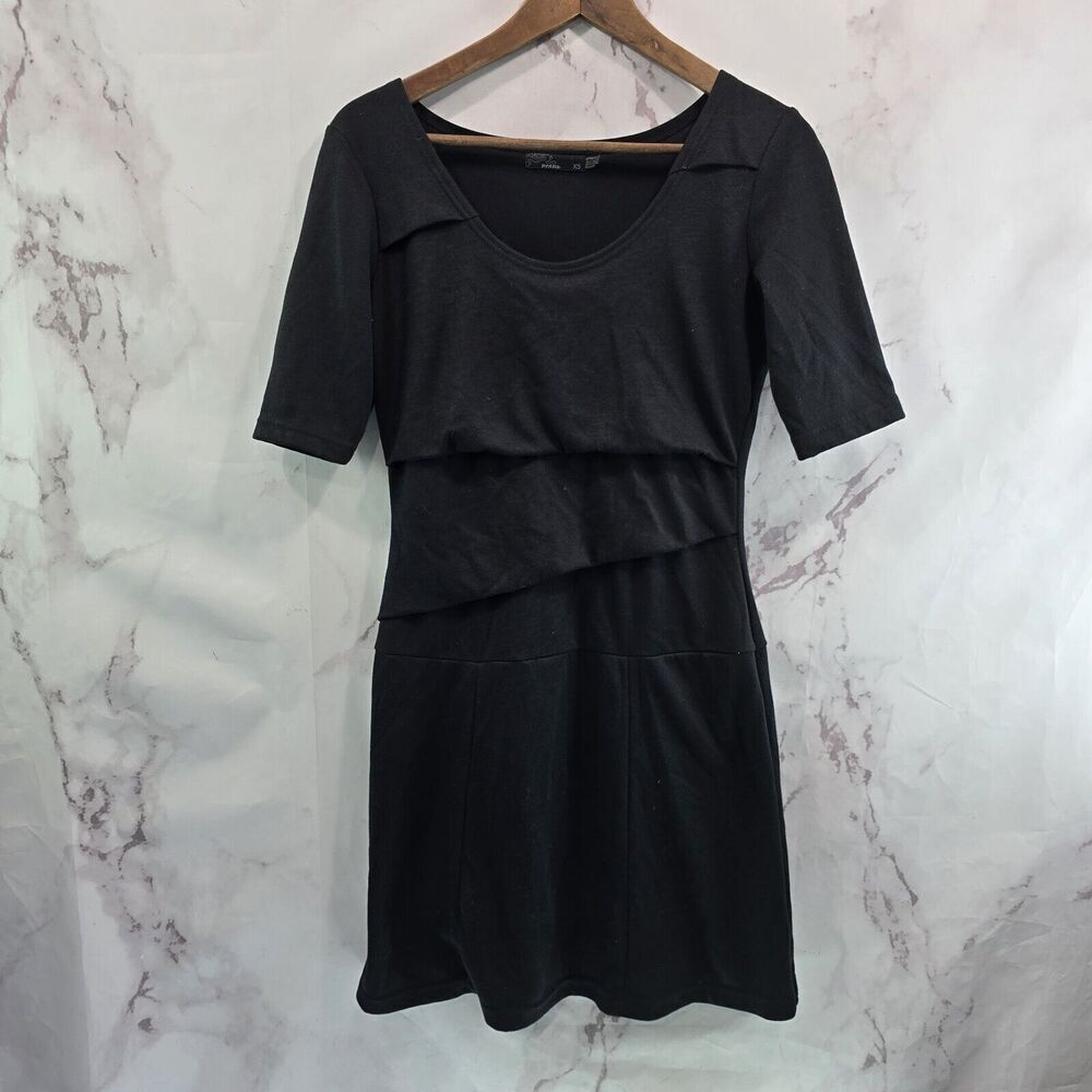 Prana Dress Womens XS Black Abilene Short Sleeve Wool Blend Mini Stretchy